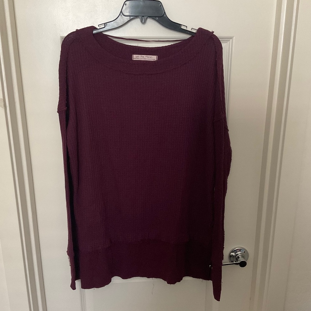 We the Free Oversized Waffle Knit Distressed Tunic Length Thermal - Size…